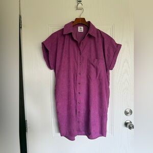2 for $30 sale: Bungalows purple/ pink button down collared shirt dress pockets